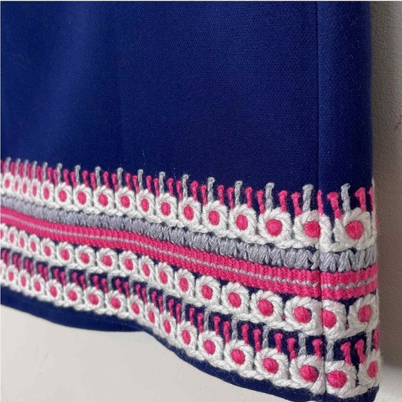 Vineyard Vines Nautical Navy Crepe Embroidered Hem Skirt - Picture 2 of 7